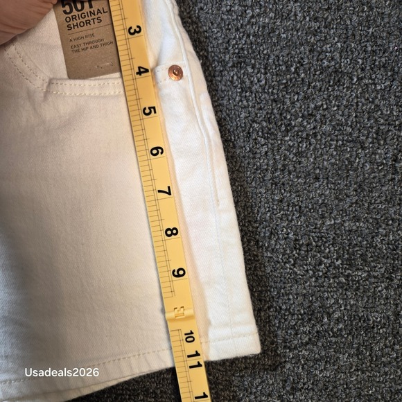 Levis 501 Original Shorts Womens 26 White High Rise Denim Jean Shorts 563270473 - Picture 7 of 9